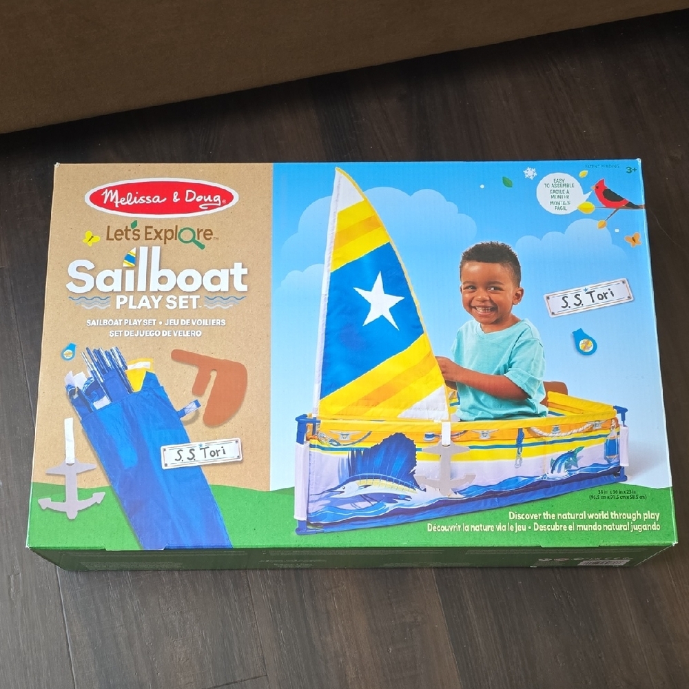 Melissa & Doug Let's Explore Sailboat Play Set - Blue and Yellow
